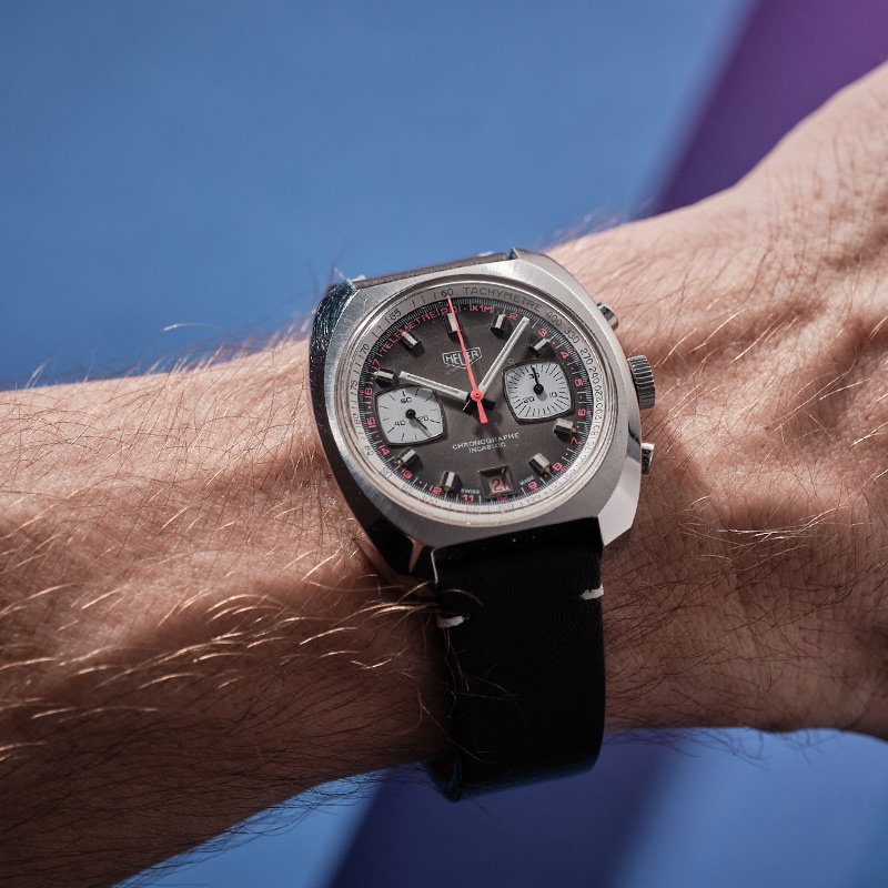 Heuer ref 905 chronograph on the wrist