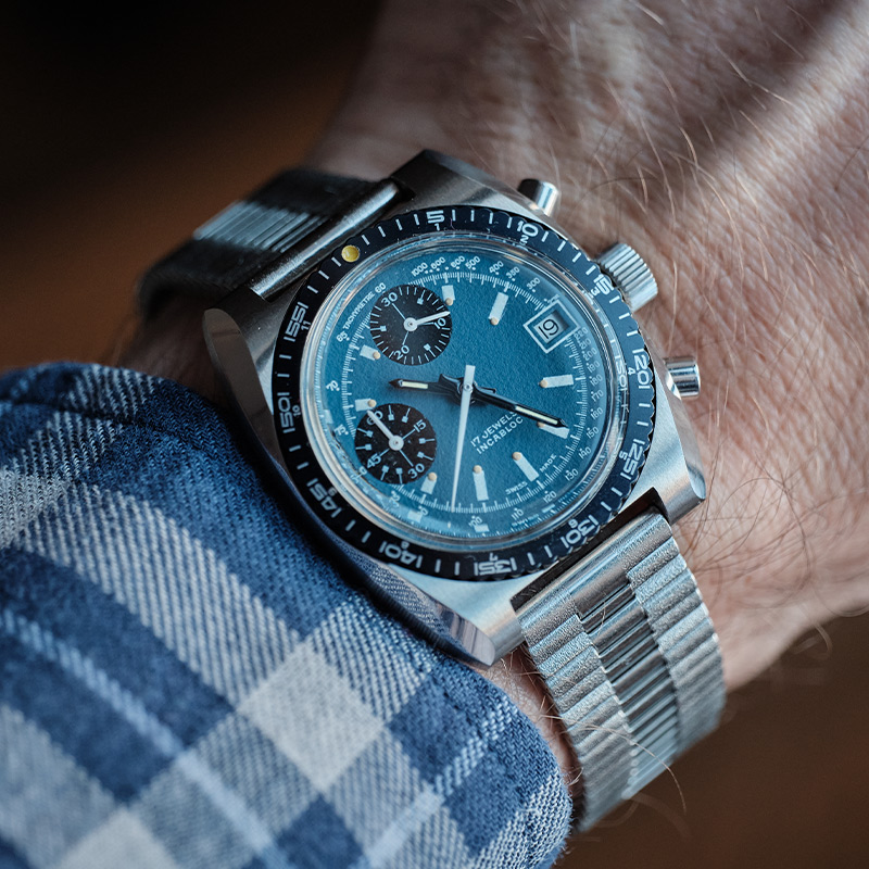 Prototype Paul Newman Valjoux 7765 chronograph on the wrist