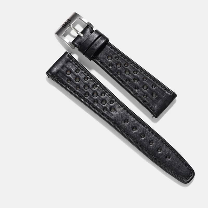 Bulang&Sons Racing Black Speedy Leather Watch Strap